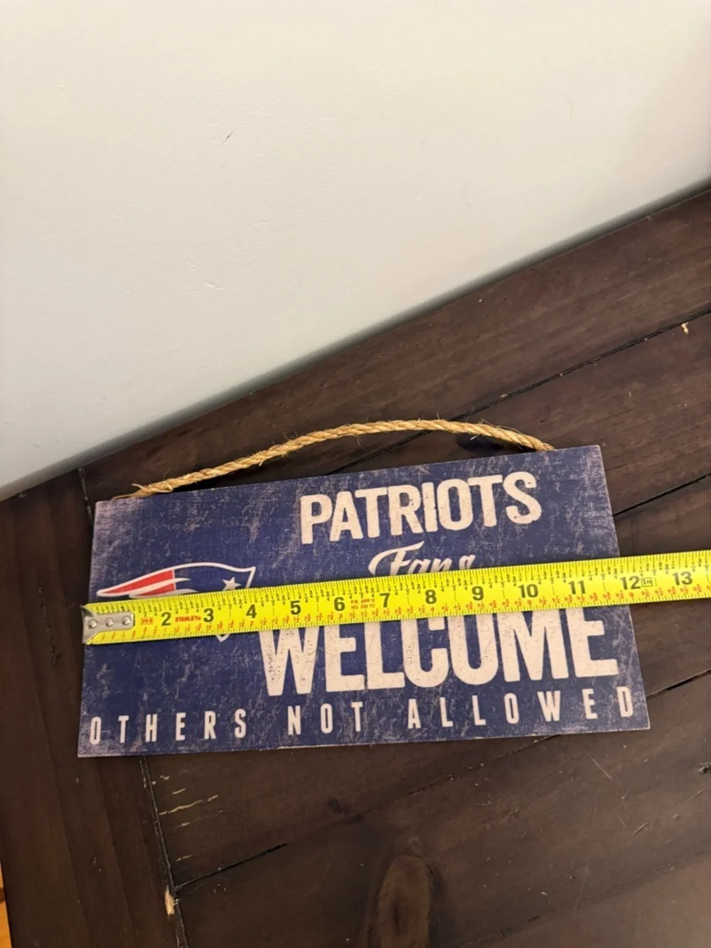 New England Patriots Fans Welcome Wooden Wall Sign NFL Decor Man Cave